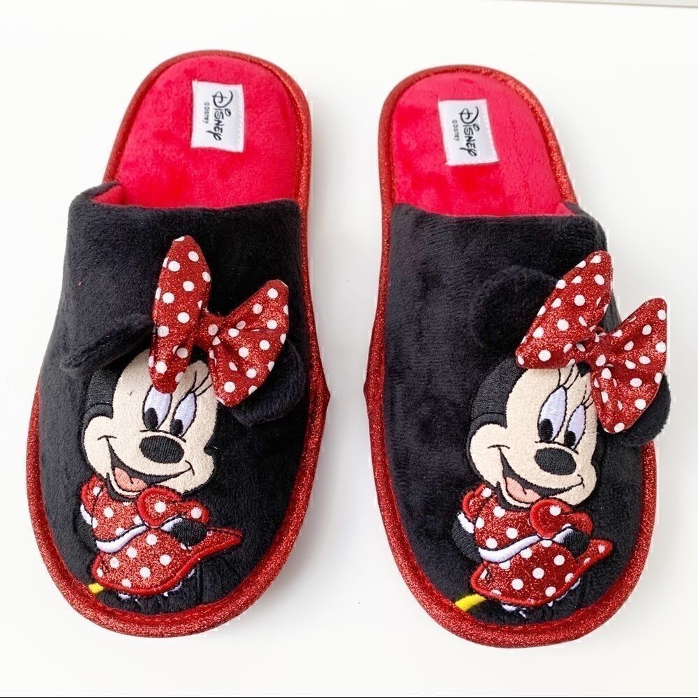Disney Minnie Mouse Red & Black Slippers with Gift Box - Picture 2 of 12
